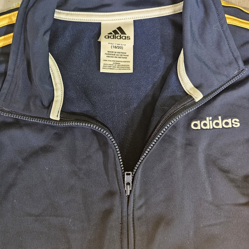 Adidas Navy Track Jacket with Gold Stripes